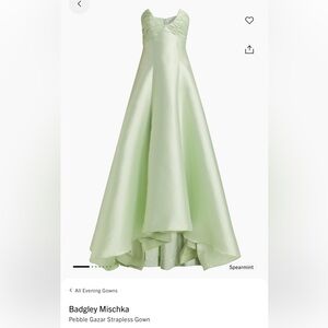 ISO Badgley Mischka Spearmint Pebble Gazar Strapless Evening Gown